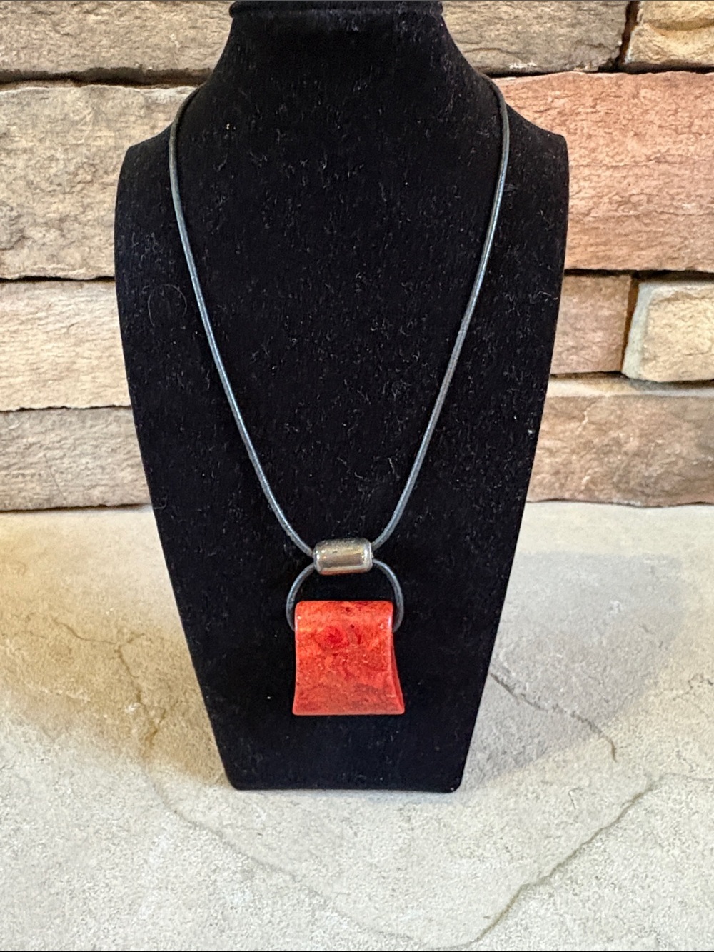 Silpada “ The Cardinal Rule” pendant necklace on black leather cord